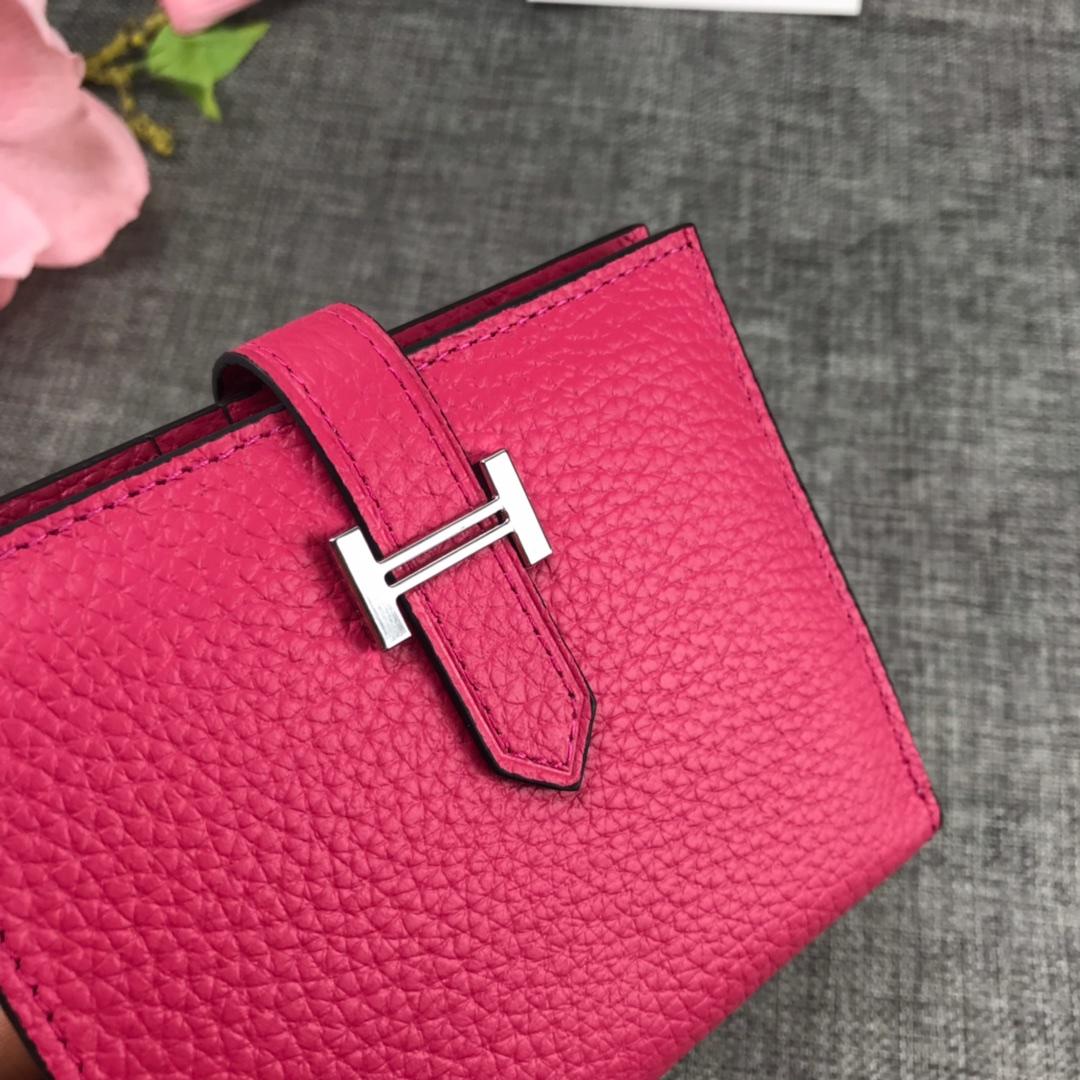 Best Price H5120 Hermes Bearn Short Wallet in Epsom Calfskin Pink