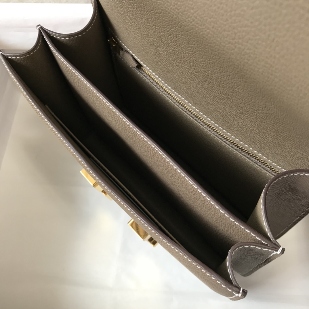 Replica Hermes Constance Bag Epsom Leather Gray Wiht Gold 19cm and 23cm