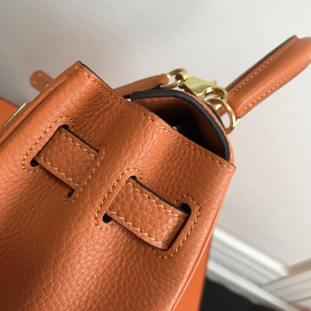 Hermes 25cm Kelly Bag Togo Leather Handbag Orange