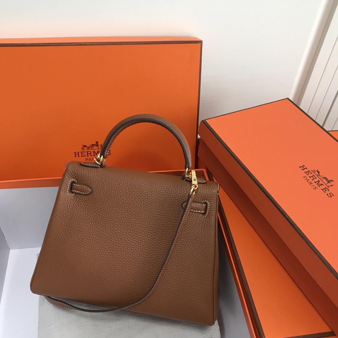 Hermes 25cm Kelly Bag Togo Leather Handbag Coffee
