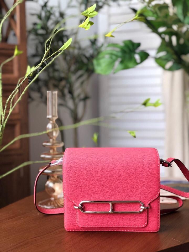 Replica Hermes Roulis Mini 19cm Swift Calf Togo Leather Shoulder Bag Pink