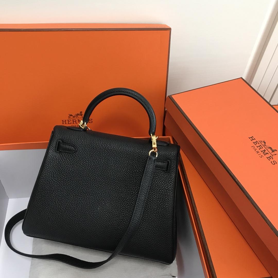 Hermes 25cm Kelly Bag Togo Leather Handbag Black