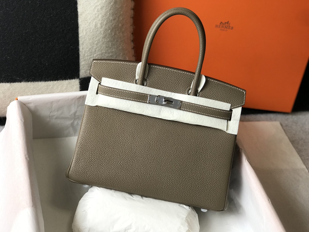 Hermes Birkin 30CM 35CM Togo Leather Elephant Grey With Silver